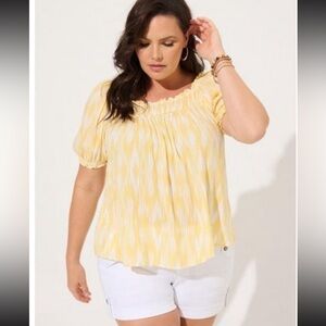 Torrid Washable Gauze Smocked Yoke Top Shirt